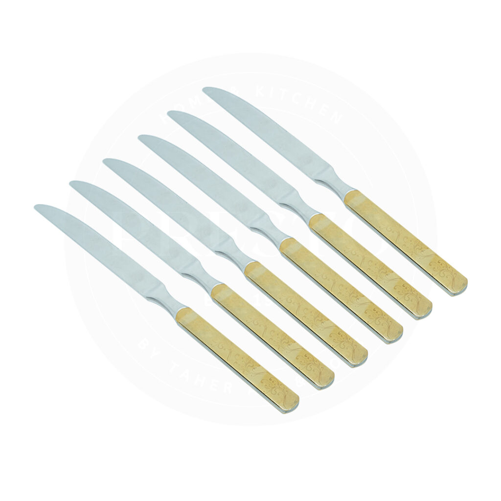 Golden Handle Table Knife 6Pcs Set