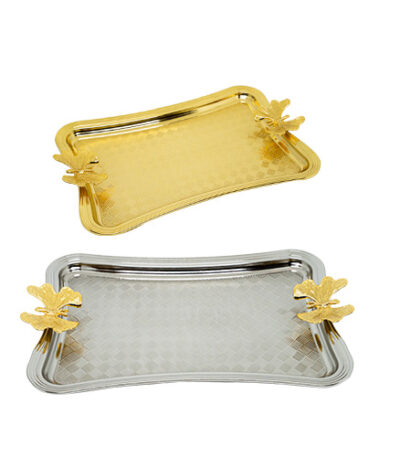 Golden Rectangle Presentation Tray with Butterfly Motif