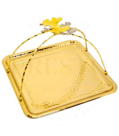 Golden Butterfly Handle Basket with Hammered Design