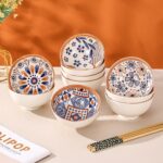 Bohemia Ceramic Tableware Bowls Set – 6 Pieces with Geometric Design