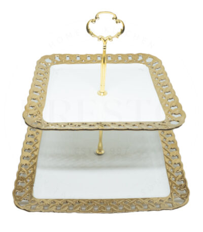 Luxurious Square Ceramic Cake Stand for Desserts