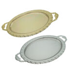 Textured Oval Presentation Tray in Golden Finish