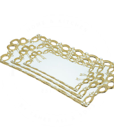 Golden Bow Rectangular Ceramic Serving Plate