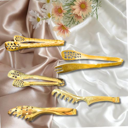 Elegant Golden Tong with Decorative Design