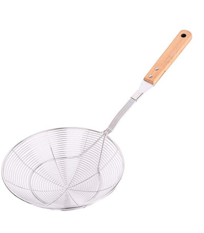 Stainless Steel Deep Fry Jhara with Wooden Handle