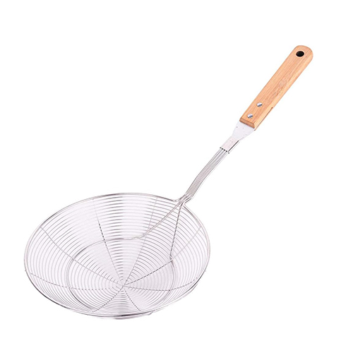 Stainless Steel Deep Fry Jhara with Wooden Handle