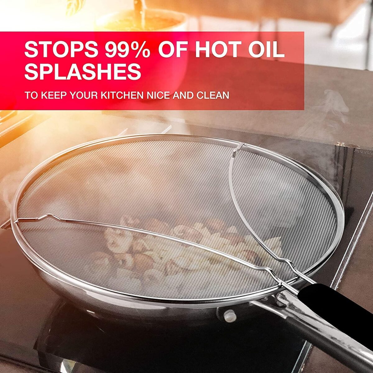 Stainless Steel Splashproof Screen Protector – Oil Splatter Guard for Frying Pans