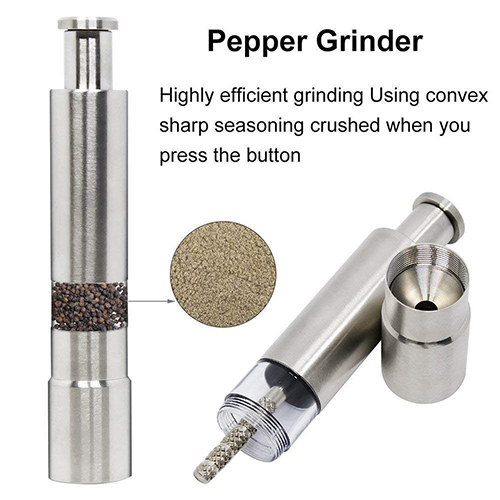 Pepper Grinder One-Hand Mill – Stainless Steel Refillable Spice Grinder