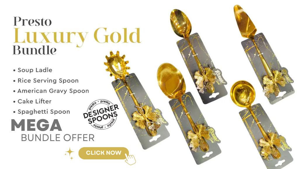Presto Luxury Gold Bundle – Elegant Golden Butterfly Stainless Steel Serveware Set