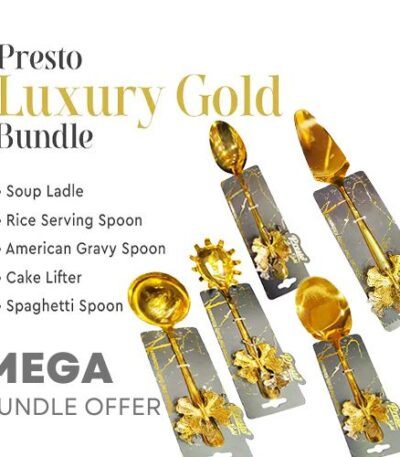 Presto Luxury Gold Bundle – Elegant Golden Butterfly Stainless Steel Serveware Set