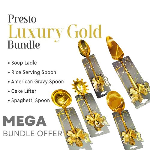 Presto Luxury Gold Bundle – Elegant Golden Butterfly Stainless Steel Serveware Set