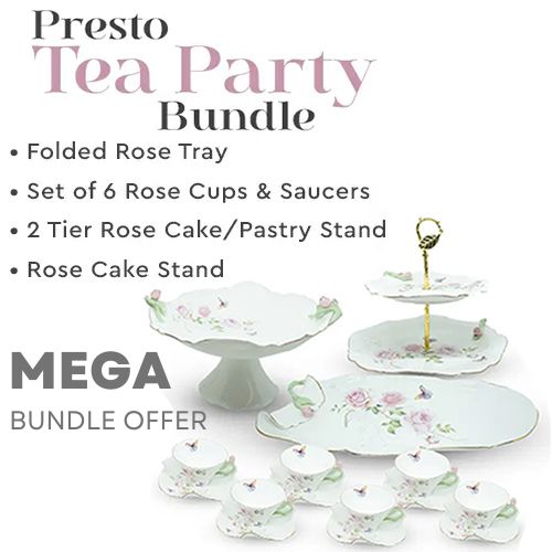 Tea set ceramic cup and saucers Rose Garden collection cake stand