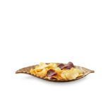 DX-718 Stylish Gold Leaf Ceramic Chip & Snack Bowl | Rustic Bronze Appetizer Serving Dish - Image 2