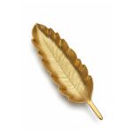 DX-721 Stunning Gold Feather Ceramic Serving Platter | Elegant Long Tray for Crackers & Charcuterie - Image 3