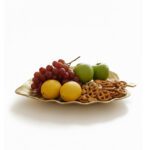 DX-723 Versatile Gold Leaf Ceramic Fruit Bowl & Serving Platter | Elegant Entertaining Dish - Image 2