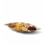 DX-728 Elegant Sectioned Gold Leaf Ceramic Platter | Narrow Tray for Cheese, Nuts & Charcuterie - Image 3