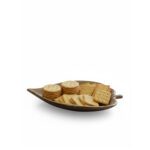 DX-735 Modern Geometric Gold Ceramic Serving Platter | Square Pyramid Textured Appetizer Tray - Image 3