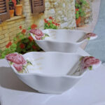 BJ-132 Elegant Rose Ceramic Sauce Dish – Rectangular Floral Porcelain Dipping Bowl with Handles – Vintage Style Ramekin for Condiments, Appetizers & Soy Sauce - Image 4